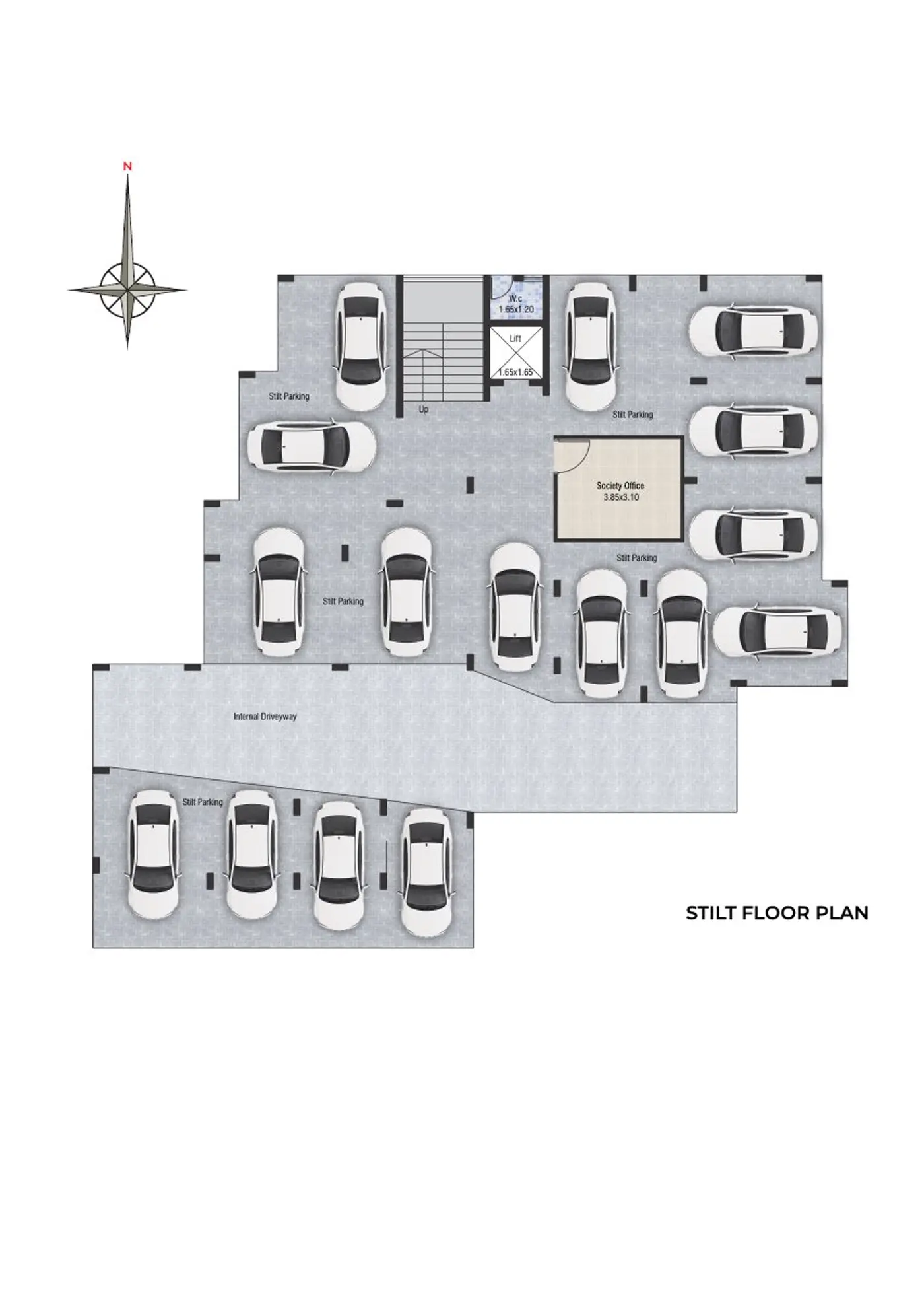 Stilt Floor Plan — parking, lift & society office